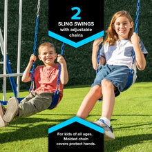 Load image into Gallery viewer, Sportspower Albany Metal Swing Set with 2 Adjustable Swings, Glider and Slide

