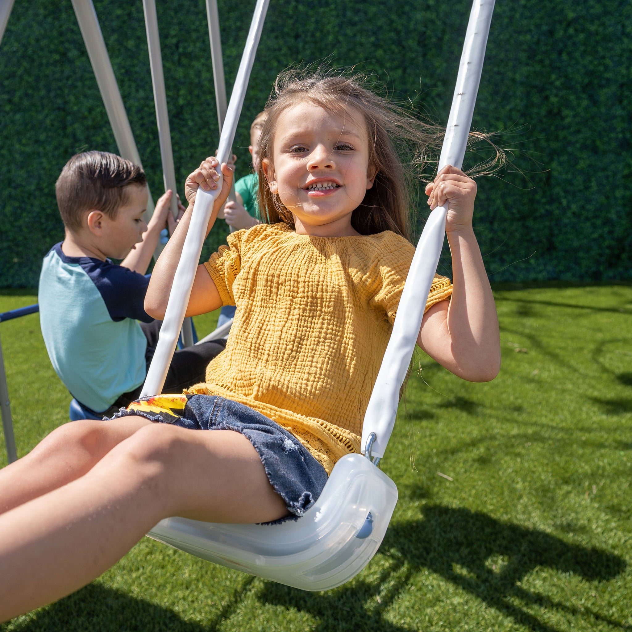 thumbnail image 2 of Sportspower Super 9 Metal Teeter Totter With 2 Kids' Glide Ride Roman Glider Standing Swing Set 2 of 11
