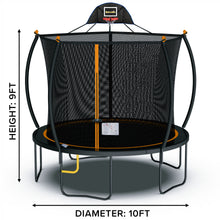 Load image into Gallery viewer, Sportspower 10ft STEPJOY Trampoline with Enclosure &amp; Basketball System
