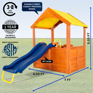 Sportspower Encinitas Wood Playhouse With 4' Slide