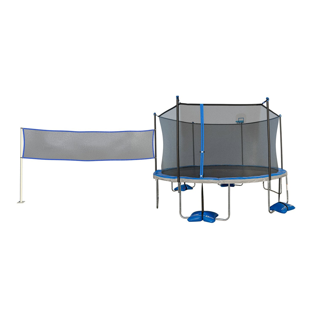 TruJump 14' Trampoline With Basketball Hoop, Badminton, and Volleyball