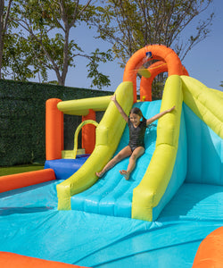 Inflatable Double Slide with Bounce House Backyard Jumper