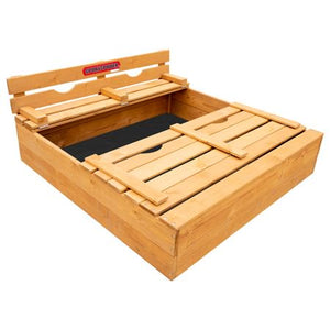 Sportspower Rectangular Sandbox with 2 Wooden Bench and Ground Liner