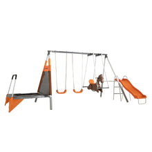 Load image into Gallery viewer, Sportspower Fairview Swing Set with 2 Swings, Rocking Horse, Mini Trampoline, and Heavy Duty Slide

